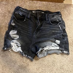 Black ripped jean shorts